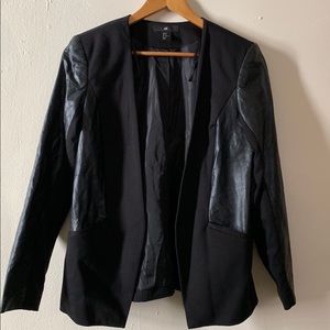 H&M Faux Leather Black Blazer Size 12
